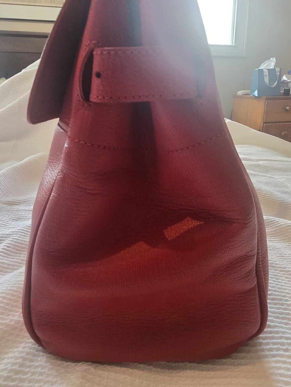 Mulberry Red Leather Top-Handle Satchel - Picture 3 of 8